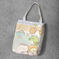 Sumikkogurashi กระเป๋าช้อปปิ้ง กระเป๋าสะพายไหล่ กระเป๋าถือ แบบนิ่ม ลายแมว เพนกวิน หมูน่ารัก ขนาดเล็ก