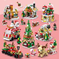 Feleph 2023 New Christmas Series Mini Building Blocks Puzzles Santa Claus Tree Train Cake Reindeer Car Toy for Children Gifts Building Sets