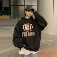 ผู้หญิง Hoodie Plush Casual Fit Letter พิมพ์ไหล่ผู้หญิง Casual Hoodie สำหรับฤดูใบไม้ร่วง Winter