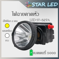 ไฟฉายคาดหัวST-527A LED 80 W แบตเตอร์ลิเธียม 5000 mAh แสงพุ่งไกล 1000 เมตร ใช้งานลุยฝนได้ มีโวลลุ่ม มีแสงขาว/แสงเหลือง หลอดไฟ หลอดไฟแอลอีดี