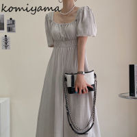 Komiyama Square Collar Clavicle สัมผัส Jumpsuits ฤดูร้อนแขนสั้น Jumpsuit ผู้หญิง Elegant s Ruched Tunic Outfits