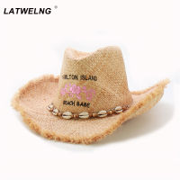 2020 New Trendy Shell Belt Women Panama Hat Cowgirl Raffia Beach UV Hats Men Cool Jazz Summer Visor Cap Western Cowboy Sun Hat