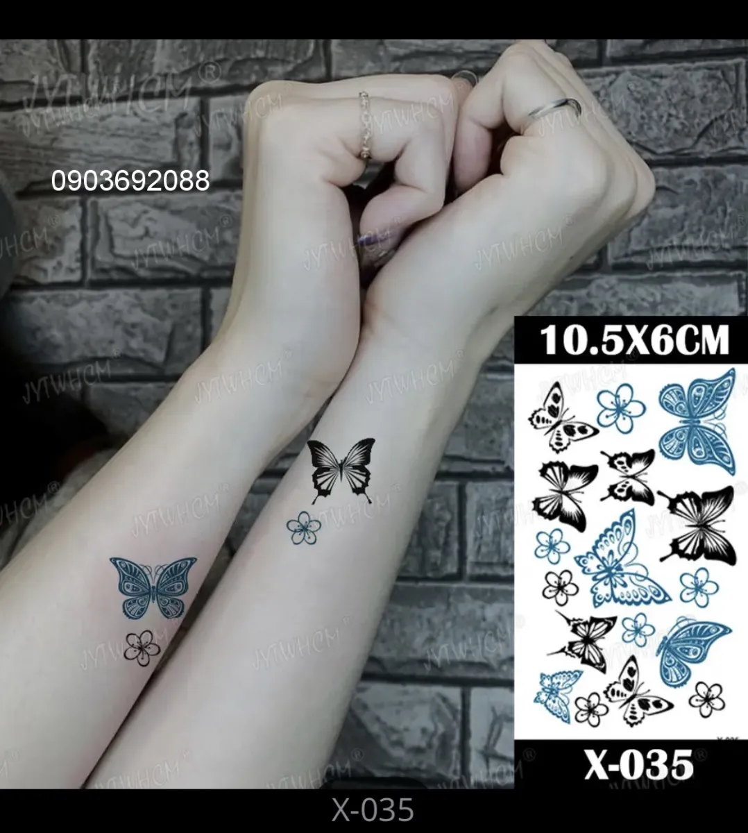 Nhiều mẫu] Hình Xăm Dán - Sticker Tattoo bướm xinh 10.5 x 6cm, Mẫu ...