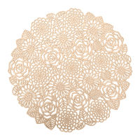 FLORAA Rose ตาราง Hollow Non-Slip Anti Scalding PVC Bronzing Placemat อาหารค่ำตารางสำหรับ Home ฉนวนกันความร้อน Hollow