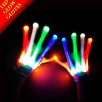 ✙ 5pairs Halloween Cosplay Rave LED Luminous Gloves Colorful Light Knitted Gloves Finger Glowing Flashing Unisex Skeleton Gloves