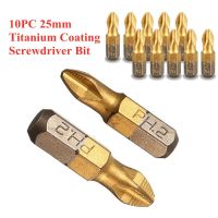 【CW】 10Pc Household Accessories Tools 1/4 quot; Titanium Coated Anti Phillips Shank PH2 Screwdriver Bit 25mm with Magnetic