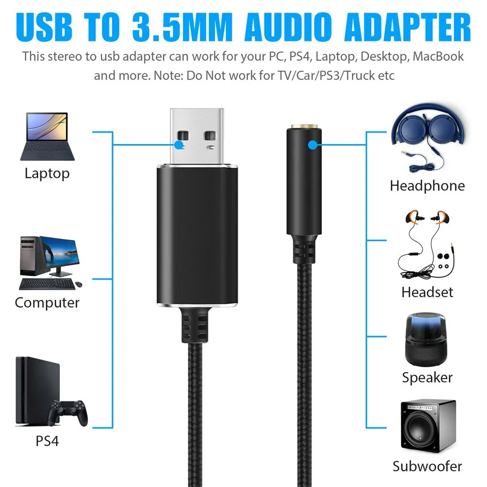Usb To 3.5mm Jack Connector For Audio Ps4 Adapter Macbook Lazada PH