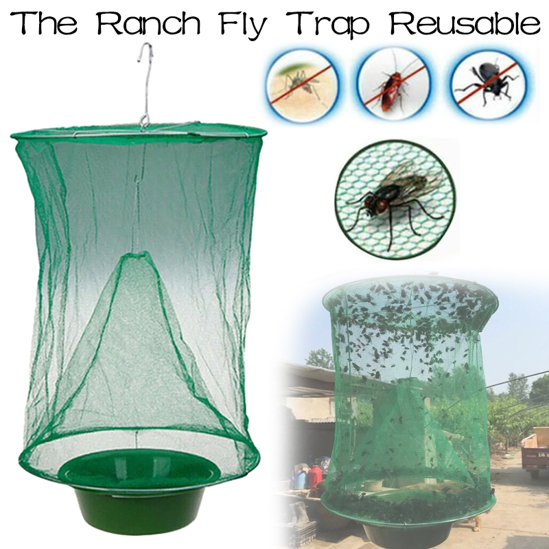 Reusable Ranch Fly Catcher Killer Cage Net Trap Insert Bug Pest Hanging Catch 