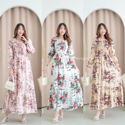 Maxidress #สาวอวบ ลายดอก สมอค-รอบตัว มีซับใน