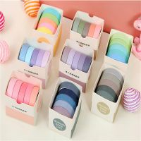 5rolls/box Solid Color Washi Tape Set Decorative Masking Tape Cute Scrapbooking Adhesive Tape School Stationery Supplies Set TV Remote Controllers