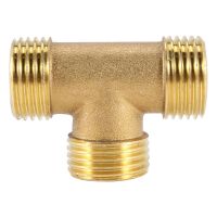 Brass T Shape Water Fuel Pipe Equal Male Tee Adapter Connector 1/2" Thread