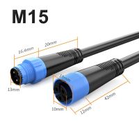 M15 Waterproof Aviation Plug Wire 2 3 4 Pin Male and Female Docking Cable Outdoor IP67 2 3 4 Ports LED Connector Socket