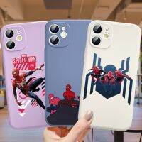 [ขายดี] Marvel Spiderman สำหรับ iPhone 13 12 Mini 11 8 7 6 XS XR SE 2020 Pro Max Plus เคสโทรศัพท์ซิลิโคนเหลว Capa