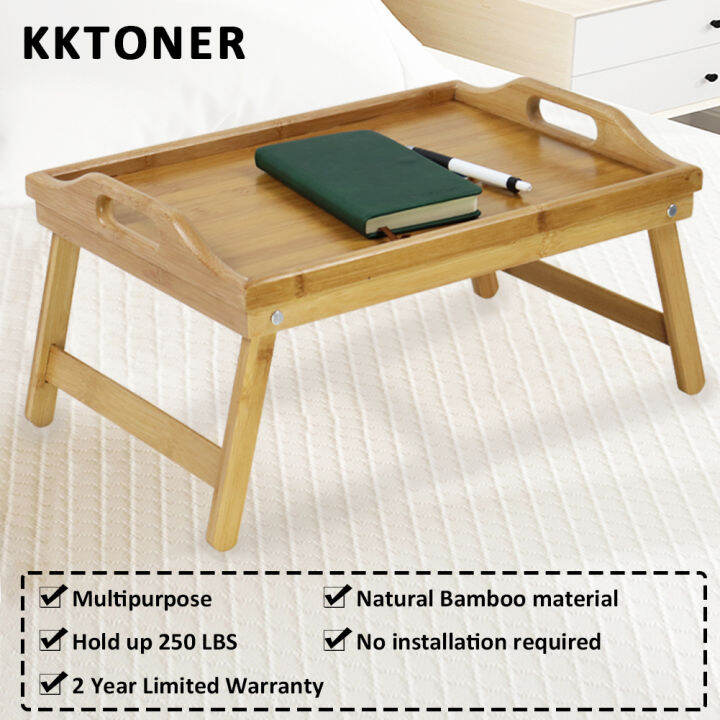 KKTONER Bamboo Bed Tray Table with Folding Legs Foldable Serving ...