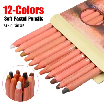 12 Professional Soft Pastel Pencils Wood Skin Tints Pastel Colored Pencils  For Drawing School Lapices De