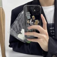 iphone case INS สติกเกอร์เฉพาะ 15 เหมาะสำหรับ 13 Apple 11 เคสโทรศัพท์มือถือ iPhone12pro โรงงานสูงสุด XR ชุด 14 หมี