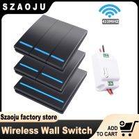 ☼ Szaoju RF433Mhz Switch Wireless Wall Switch 86 Wall Panel Transmitter Safety Switch AC 110V 220V Relay Interruptor for Light