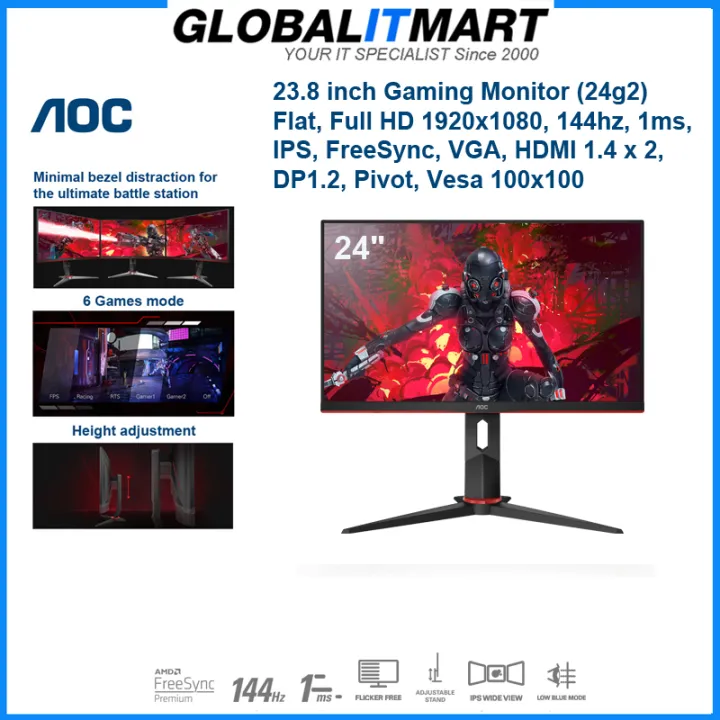 Aoc 24 24g2 23 8 Inch Actual 24 Inch Class 24g2 69 Black Red Full Hd Ips