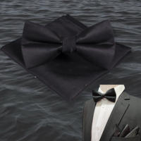 Bowtie Marine Anchor Black Set โบว์ไทด์ลายสมอสีดำ (BOWTIE111)