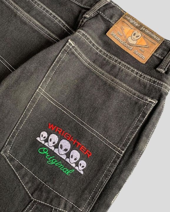 กางเกงยีนส์ขาตรงเอวต่ำแบบย้อนยุคกางเกงยีนส์2023แฟชั่นทรงแบ็กกี้กางเกงผ้าเดนิม-y2k-กางเกงยีนส์ซักแบบลำลอง