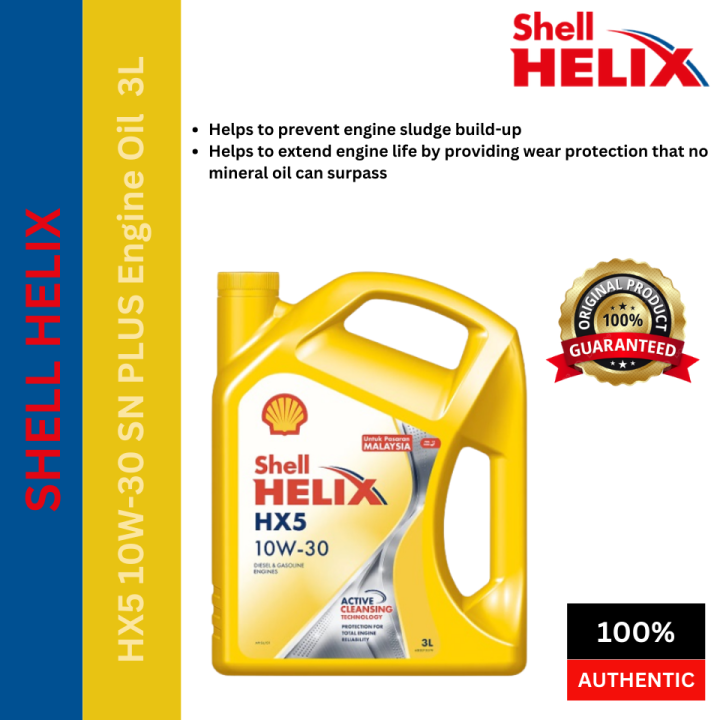 550051972 SHELL 10W30 ENGINE OIL HELIX HX5 3L MINYAK HITAM SEMI ...