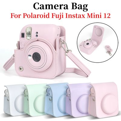 กระเป๋ากล้องฟิล์มโพลารอยด์ Instax Mini 12แบบพกพาหนัง PU กระเป๋าปลอกซิลิโคนป้องกันกล้องพร้อม Tali Bahu