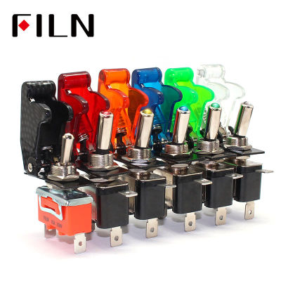 : “-- FILN Rocker Switch รถเกียร์ออโต้เรือรถบรรทุกไฟ Led ส่องสว่างสวิตช์ปิดเปิดพร้อมเครื่องบินความปลอดภัยพลิกขึ้นปลอกกันกระแทก12V20A ASW-07D