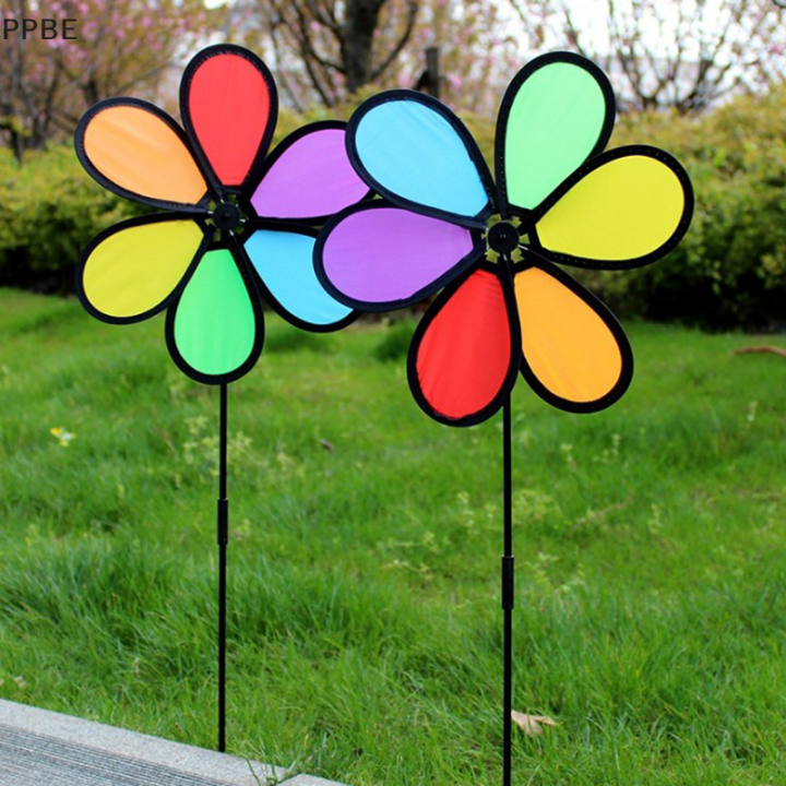 ppbe-ใหม่สีสันสายรุ้ง-dazy-flower-spinner-wind-garden-yard-ตกแต่งกลางแจ้ง