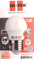 หลอดแอลอีดี 3 W แสงนวล  HI-TEK LED ขั้วเกลียว E27 3W Warm White