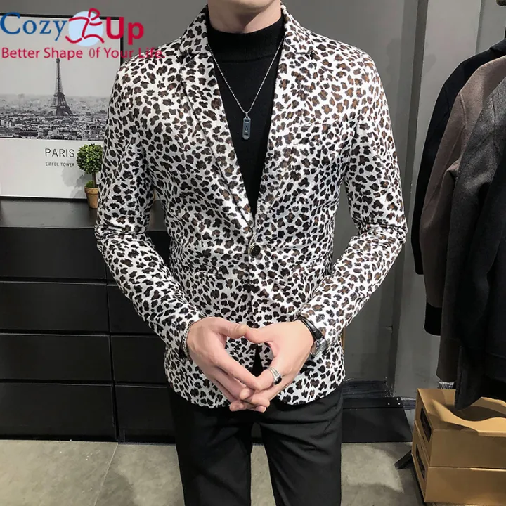 mens leopard suit jacket