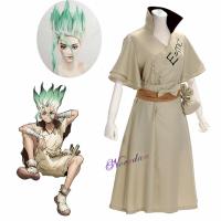 Dr. Stone Anime Doctor Stone Senku Ishigami Cosplay Costume Adult Men Senku Uniform Outfit Wig Halloween Carnival Party Suit