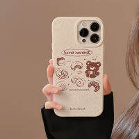 Apple iPhone 14/13/12/11/X/xs/xr เคสโทรศัพท์มือถือหมีสีน้ำตาลน่ารักลายขนมหวาน13 Pro Max เคสโทรศัพท์มือถือ14 Plus เคสป้องกันโทรศัพท์มือถือสไตล์วินเทจกราฟฟิตี12 Mini ล้อมรอบด้วยเต็มรูปแบบป้องกัน-เปลือกแข็งฤดูใบไม้ร่วง