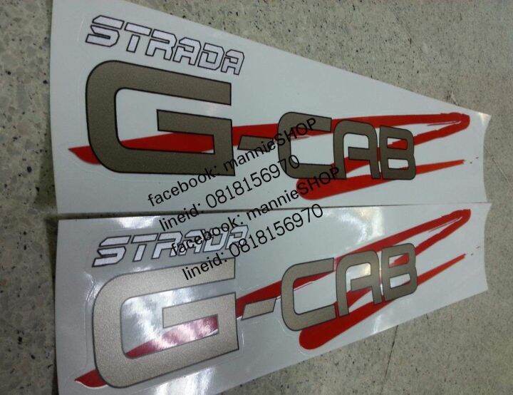 สติ๊กเกอร์ดั้งเดิมติดแก้มท้ายรถ MITSUBISHI STRADA คำว่า STRADA G-CAB ...