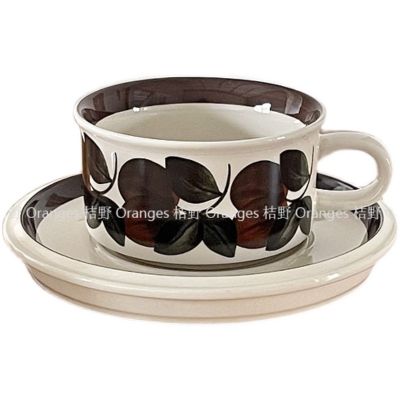 ❄▽  The same old coffee cup and saucer Finland brown sea anemone hand-painted latte cup retro French afternoon tea