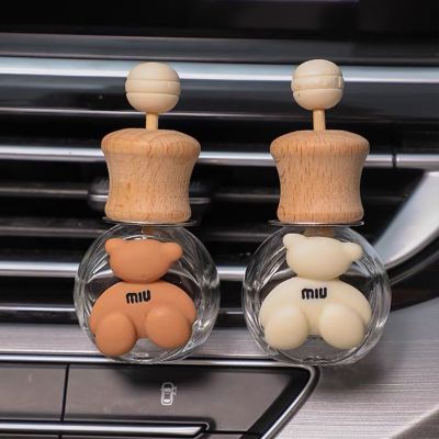 【DT】  hotCar Fragrance Empty Glass Bottle Cute Car Air Freshener Bottle Perfume Clip Air Vent Outlet Aromatherapy Essential Oils Diffuser