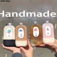 1 Piece Brand New And High Quality 400ml Flat Square Bottle Drink Bottle Juice Cup Milk Tea Juice Cold Drink Bottle