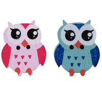 50 PCS Mixed Colors Lovely Owl Shape Two Hole Wooden Buttons For Clothes DIY Sewing Buttons