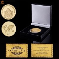 2017 Indias Taj Mahal New Seven Wonders of The World Gold Asian Souvenir Coin W/Luxury Black Box