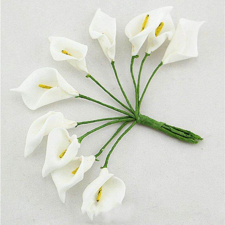 12pcs-mini-calla-artificial-flower-bouquet-wedding-decoration-diy-wreath-gift-white