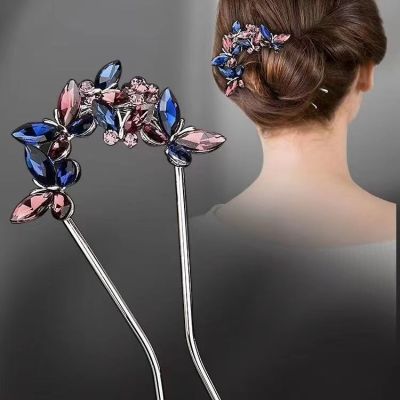 New fashion Crystal Butterfly Hair insert temperament girls curling hair accessories creative U-shaped hair combs exquisite accessories