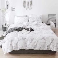 【hot】✥ Marble Patterned Set Quilt Cover 3 Piece Bed King Cotton (No Sheets Are Not Fille