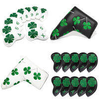 10Pcs Golf Iron Headcover และ Putter Blade Headcover พร้อม Four-Leaf Clover Pattern สำหรับ Golf Club Protector สำหรับเตารีดและพัตเตอร์