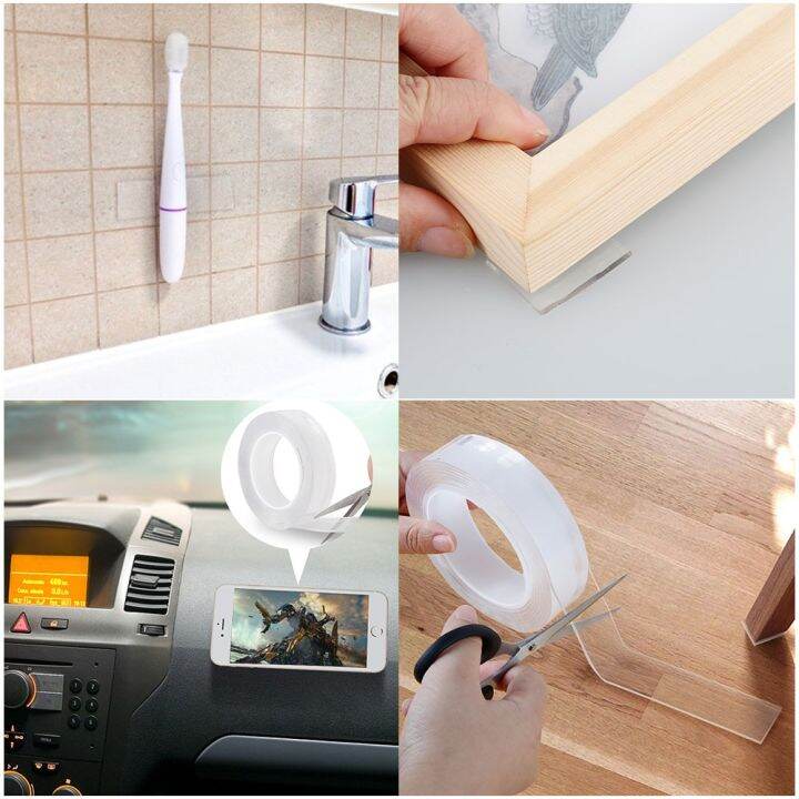 1-2-3-5-meters-double-side-tape-feature-waterproof-reusable-adhesive-transparent-glue-stickers-suit-for-home-bathroom-decoration-adhesives-tape