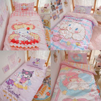 Kawaii Sanrio Hello curomi Cinnamoroll น่ารักการ์ตูนอะนิเมะผ้าปูที่นอนผ้านวมปลอกหมอนหญิงหอพักของขวัญสำหรับนักเรียน