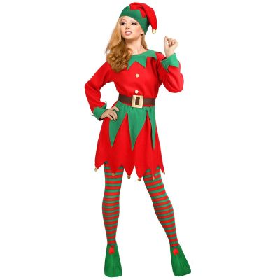 Boyroom ชุดชุดแขนยาวเด็กผู้หญิงเอลฟ์2023ใหม่คริสต์มาส,รองเท้าหมวกเข็มขัดถุงน่องลายทางสำหรับงานปาร์ตี้คอสเพลย์เล่นตามบทบาท