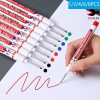 [HOT BYIIIXWKLOLJ 628]ปากกามาร์กเกอร์หัวยาว1/2/4/6/8ชิ้น,ปากกาหัวปากกาอเนกประสงค์สำหรับตกแต่งงานไม้ปากกามาร์คเกอร์หลุมลึกสีแดง/สีดำ/สีฟ้า/หมึกปากกาสีเขียว