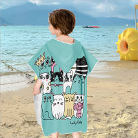 Kids Poncho Dinosaur Bathrobe Hooded Children Bathrobes Microfibre Bath Robe Animals For Boys Girls Toddler Beach Swim Towels