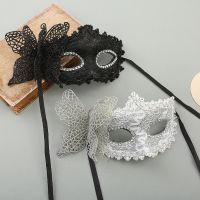 New Exquisite Venetian Party Ball Princess Hooded Lace Butterfly Mask Side Hood Side Flower Feather Mask 【OCT】