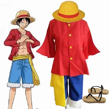 Anime Luffy Cosplay Costume Monkey D. Luffy Red Tstirt Pants Hat Suit  Halloween Clothing Costume_a | Fruugo NO