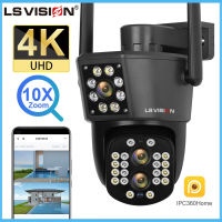 LS VISION 4MP เลนส์คู่กล้อง Wifi 10X ซูมออปติคอล PTZ กลางแจ้ง IP66กล้องรักษาความปลอดภัยกันน้ำตรวจจับมนุษย์ติดตามอัตโนมัติบันทึกวิดีโอสีเต็มรูปแบบตลอด24ชั่วโมงกล้อง CCTV การมองเห็นได้ในเวลากลางคืน